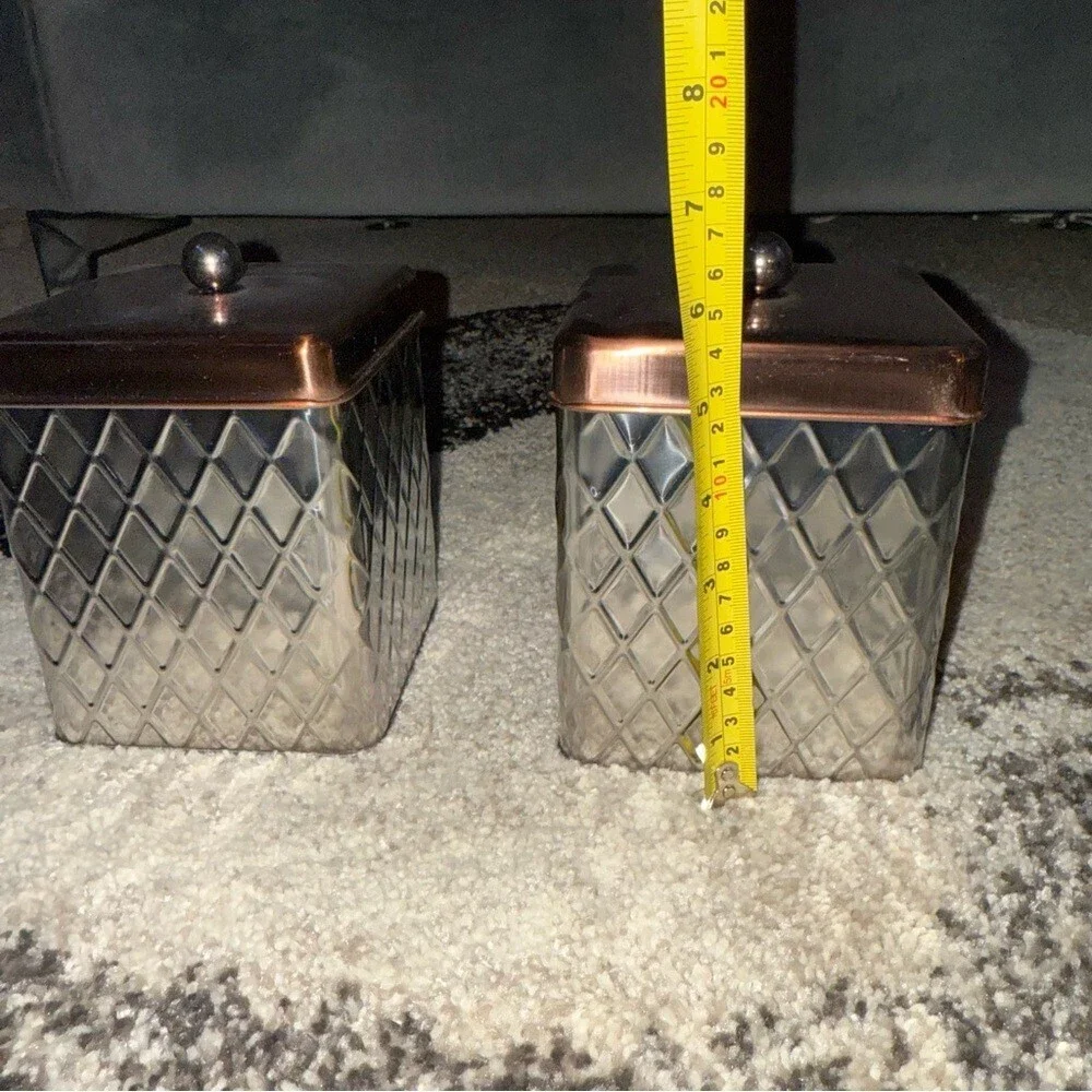 Set canisters jars 2 set brown silver Elegant Silver and Copper Accent Jars